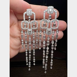 Platinum 14.25 Ct. Diamond Chandelier Earrings