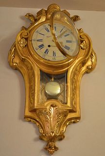 Antique Continental Giltwood Wall Clock Sterregaard Malmo