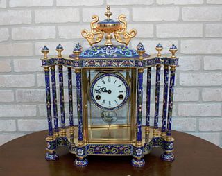 Mid Century Chinese CloisonnÃ© Mantel Clock