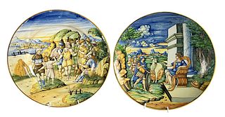 (2) Large Majolica Chargers / Dishes