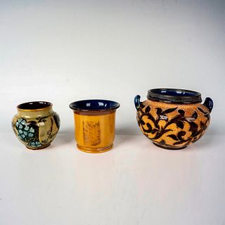 3pc Doulton Lambeth Stoneware Vases