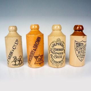4pc Doulton Lambeth Stoneware Ginger Bottles