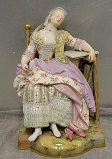 MEISSEN.Signed Porcelain of a Lady Seated in