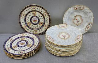 Lot Of 6 Sevres Plates and 12 Unsigned  Painted