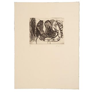 ALEJANDRO SANTIAGO, Sin título, Firmado y fechado 011, Grabado al aguafuerte P / I, 12 x 16 cm imagen / 30 x 40 cm papel