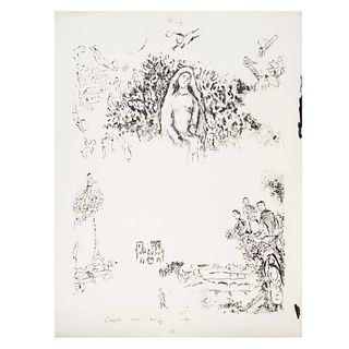 MARC CHAGALL,Chagall Noir Bas. Firmada en plancha. Litografía sin número de tiraje. 76 x 59 cm medidas totales