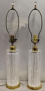 Waterford Pair Of Glass Lamps With
