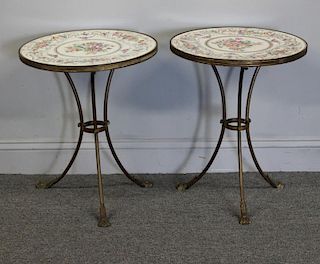 Pair of Antique Gilt Metal Claw Footed Tables with