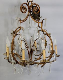 Antique Gilt Metal Balloon Form Chandelier with