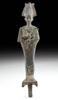 Tall Egyptian 26th Dynasty Bronze Standing Osiris