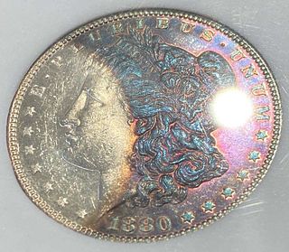 Toned 1880-S Morgan Silver Dollar MS65