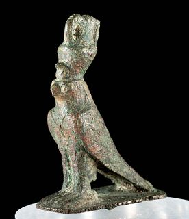 Egyptian Bronze Horus Wearing Double Crown w/ Uraeus