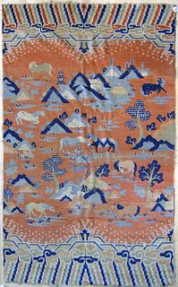 Chinese pictorial rug, ca. 1920, 7'4" x 4'6".