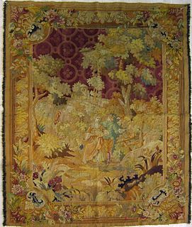 Continental woven tapestry, ca. 1900, with 2 figur