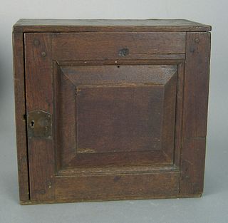 George I oak spice box, early 18th c., with raised