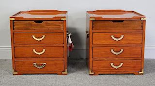 STARBAY. Pair of Campaign Style End Tables.