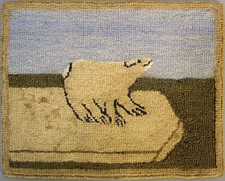 Miniature Grenfell hooked rug, 7 3/4" x 10 1/2".