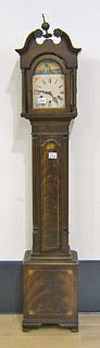 Diminutive tall case clock, 58" h.