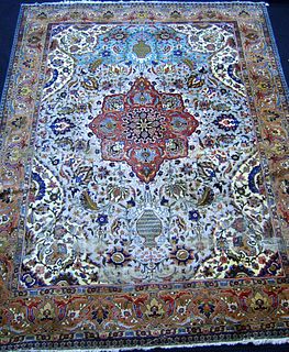 Semi antique roomsize Tabriz rug, 12'8" x 9'5".