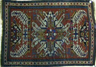 Eagle Kazak throw rug, ca. 1900, 6'9" x 4'9".