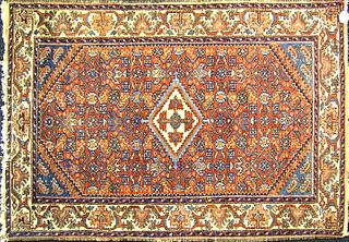 Two Hamadan throw rugs, ca. 1920, 5'8" x 3'10" and