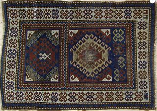 Two Kazak throw rugs, ca. 1910, 5' x 3'3" and 4'10
