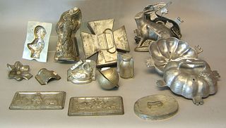 Pewter and tin ice cream molds, ca. 1900, to inclu