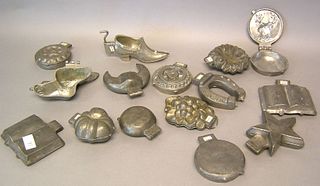 Fifteen pewter ice cream molds, ca. 1900, to inclu