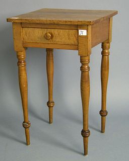Sheraton figured maple one drawer stand, 19th c.,8