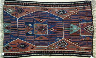 Kilim throw rug, ca. 1920, with geometric patternn