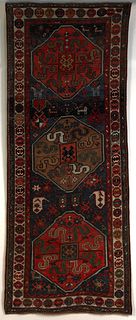 Cloudband Kazak long rug, ca. 1900, with 3 medalli