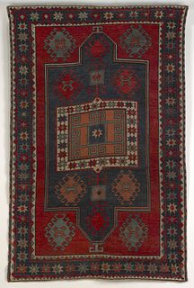 Kazak throw rug, ca. 1900, with central medallionn