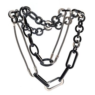 Vintage Resin, White Metal Necklace, Lafayette 148
