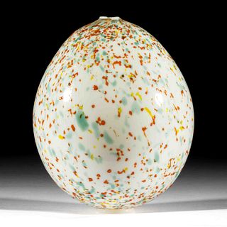 FREE-BLOWN SPATTER GLASS EGG WHIMSY