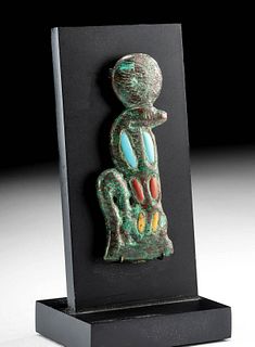 Exhibited Egyptian Bronze Uraeus w/ Enamel Inlays