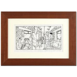 Bizarro! "The World's Greatest Pickpocket" is a Framed Original Pen & Ink Drawing by Dan Piraro, Hand Signed by the Artist with COA.