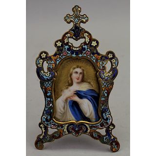 Antique French Champleve Icon