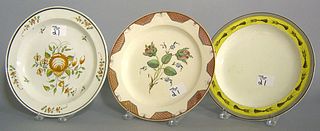 Three creamware plates, 19th c., 9 3/4" dia.