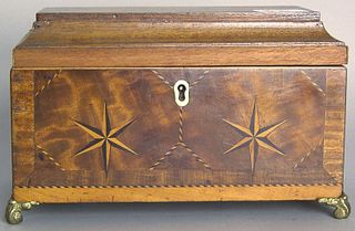 Regency mahogany tea caddy, ca. 1800, with star in