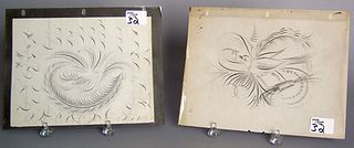 Two calligraphy bird drawings, late 19th c., 8" x1