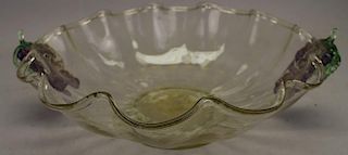 Vintage Venetian Glass Bowl w/ Grape Handles