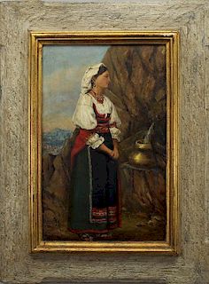 Signed 19th C. Woman at the Well