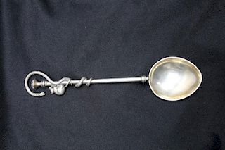 .800 Silver Spoon, Snake & Mouse on Handle