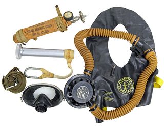 Vintage Scuba Equipment w/ US Divers Jet Air Double Hose Regulator