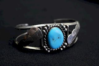 American Indian Turquoise & Sterling Bracelet