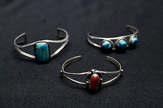(3) American Indian Sterling Bracelets