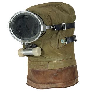 Vintage Green Canvas Divers Mask With Canvas Hood