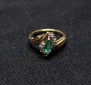 14k Gold Emerald & Precious Stone Ring