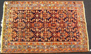 Malayer throw rug, ca. 1930, with overall patternn