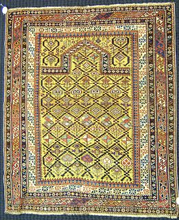 Daghestan prayer rug, ca. 1900, with mustard mihra